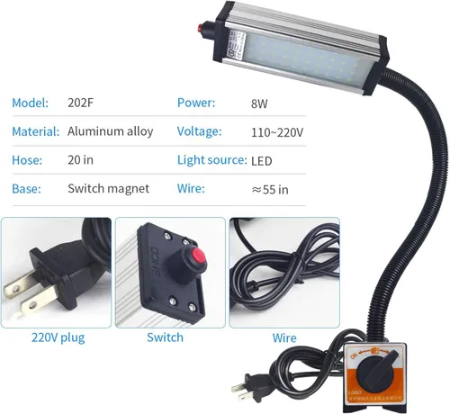 Miniatura 3 de Luz de trabajo magnética, luz LED para máquina con 44 LED, resistente al agua con cuello de cisne de 19 pulgadas, clasificación IP66, 800 lúmenes