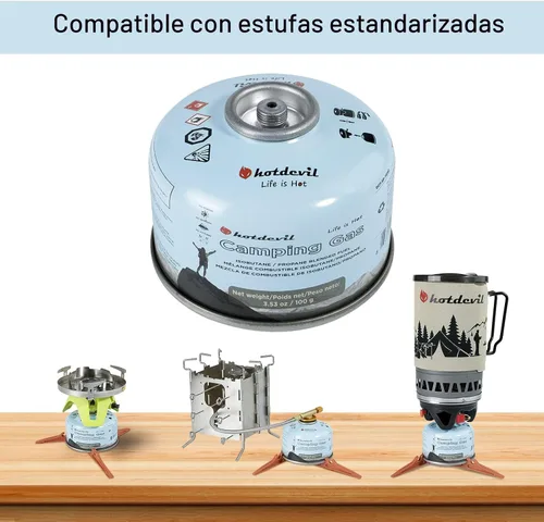 Miniatura 9 de Hotdevil Recipiente de combustible de isobutano de 100 gramos para estufa de camping Recipiente de combustible de butano y propano para camping