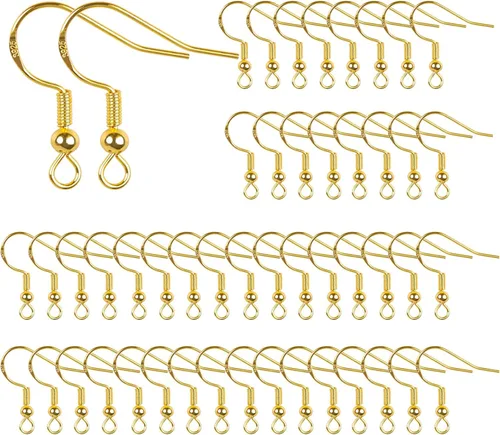 50 ganchos para aretes de oro de 14 quilates, suministros hipoalergénicos para hacer joyas con anzuelo, cables de oreja, accesorios y accesorios