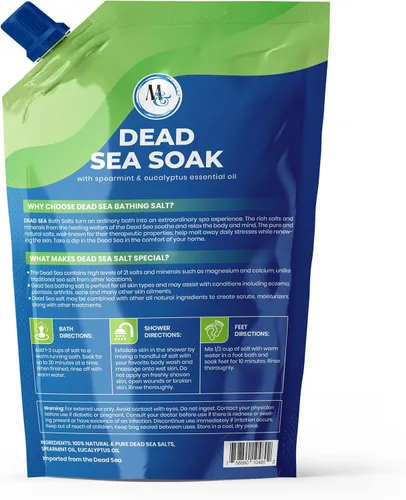 Miniatura 2 de Sales del Mar Muerto para remojar, sal mineral para baño, spa, ducha – Más minerales que la sal de Epsom, sal de baño pura y natural para remojo
