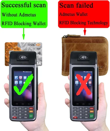 Miniatura 35 de Admetus Billeteras con bloqueo RFID para hombre, billetera de cuero con cremallera para hombres con tarjetero RFID plegable