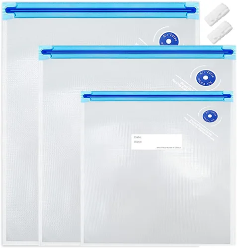 Miniatura 11 de Juego de 15 bolsas supergrandes para Sous Vide, bolsas selladoras al vacío reutilizables sin BPA y 2 clips de sellado para almacenamiento