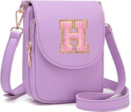 Miniatura 26 de Viverte Bolso Cruzado para Niñas Adolescentes Pequeñas, Bolso Inicial para Celular, Pequeña Cartera para Niños Pequeños, Bolso de Cuero con Tres