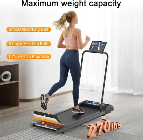Miniatura 6 de Walking Treadmill Pad with Handle Bar, Silent Fitness Equipment, Treadmill with 4-in-1 Modes, Easy Assembly, Portable Home Gym Equipment Moon