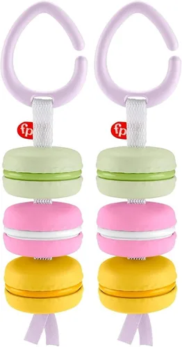 Fisher-Price My First Macaron Pretend Food TakeAlong Baby Rattle Juguete de actividad, multicolor (paquete de 2)