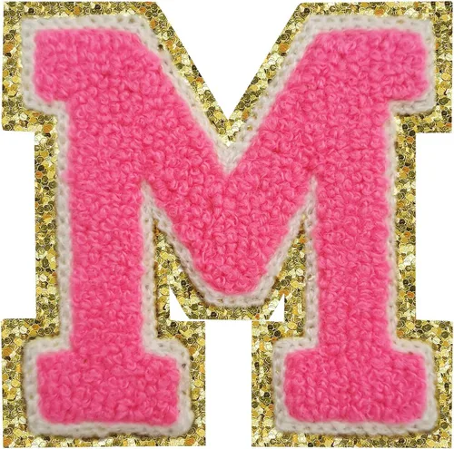 Miniatura 92 de SPRT - Parches de letras de chenilla universitaria con purpurina, parche de letras blancas para planchar con letras del alfabeto para disfraz