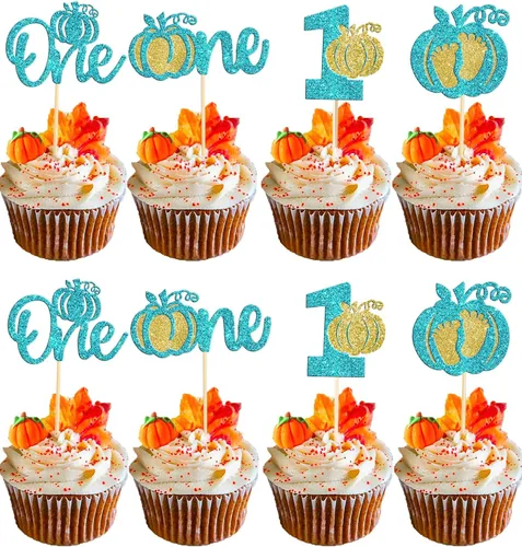 Miniatura 10 de Rsstarxi Paquete de 36 adornos para cupcakes de calabaza pequeña, revelación de género, baby shower, fiesta, decoración de tartas, calabaza