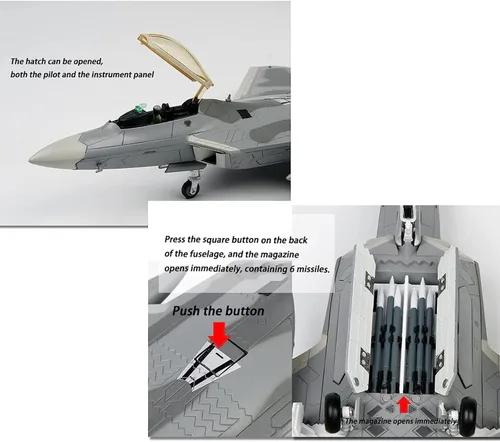 Miniatura 3 de F-22 Raptor Diecast Metal Plane 1/72 Escala, modelo de pantalla de caza gris