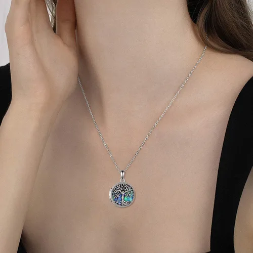 Miniatura 6 de ONEFINITY Tree of Life Locket Necklace Sterling Silver Abalone Shell Tree of Life Locket Necklace That Holds Pictures Tree of Life Jewelry for Women