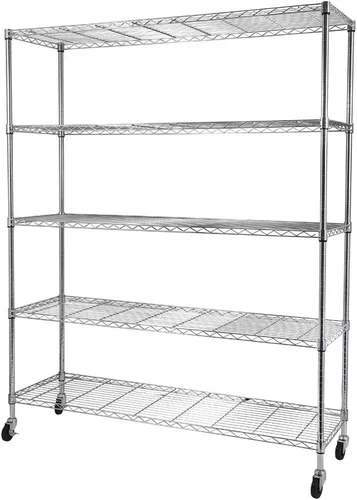 Miniatura 8 de Estantería de alambre resistente de 4 niveles de grado comercial con ruedas, estante organizador de metal, cromo, estantes organizadores