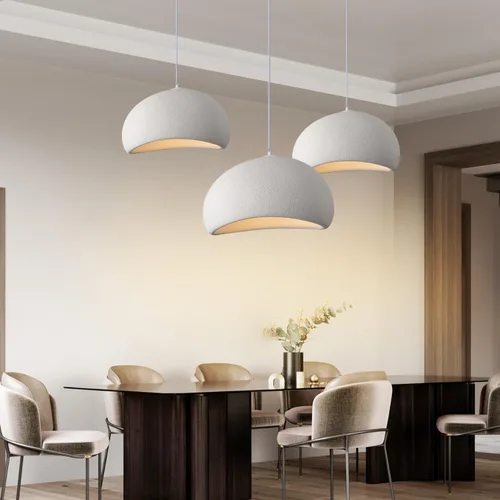 Miniatura 7 de Luces Colgantes Wabi Sabi de Tamaño Mini de 11.8 pulgadas, Blanco, Candelabro Moderno Japandi, Accesorio de Iluminación para Isla de Cocina