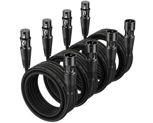 Miniatura 8 de XLR Cables 3 pies 4 paquetes – Cable de micrófono macho a hembra con 3 pines equilibrados XLR cables de altavoz XLR cable de micrófono