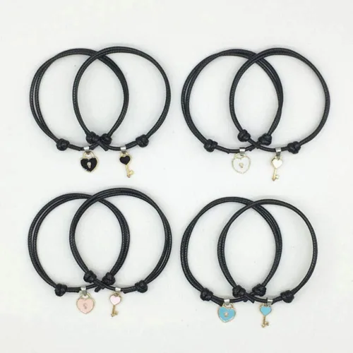 Miniatura 4 de MileHouse - Pulsera de moda para niñas y mujeres, 1 pieza de bisutería con cierre de llave, diseño de corazón, color negro