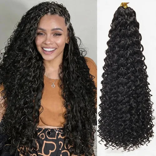 Miniatura 62 de GoGo Curl Crochet Hair 18 pulgadas onda de agua pelo sintético bohemio ganchillo trenzado jengibre onda profunda extensiones de cabello trenzado