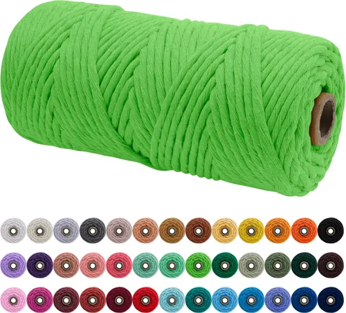 Miniatura 127 de JeogYong Cordón de macramé de un solo hilo 2mm x 164 yardas (492 pies) Cuerda de algodón suave, hilo de macramé 2 mm, suministros de macramé