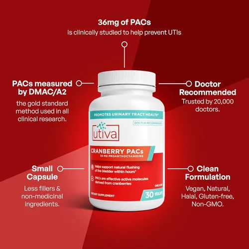 Miniatura 9 de Szio+ Utiva Arándano PACs – Ingredientes clínicamente estudiados 36mg de extracto de PACs - Prevención de UTI para mujeres - Salud del tracto