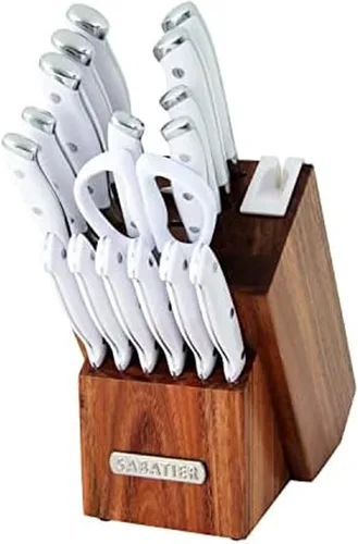Miniatura 14 de Sabatier - Juego de 15 piezas de cuchillos forjados con triple remache, cuchillos de cocina de acero inoxidable de alto carbono, juego de cuchillos