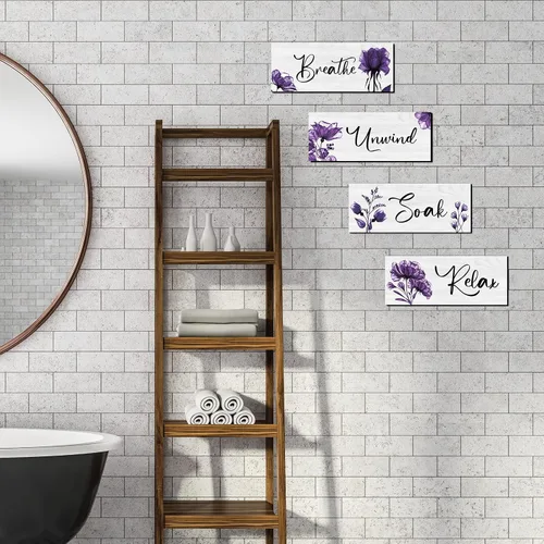 Miniatura 5 de 4 Arte de Pared Rústico de Granja - Signo Colgante de Madera para Relajarse, Remojar, Desconectar y Respirar para Decoración de Spa en Casa, Baño