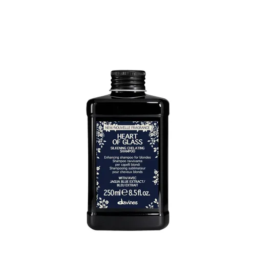 Davines Heart of Glass Silkening Shampoo, Enhancing Blue Shampoo for Blonde & Silver Hair - Gentle Cleanser with Jagua Blue Extract Balances Tones,
