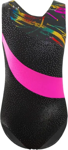 HOZIY Leotardos de gimnasia para niñas, sin mangas, manga larga, copos de nieve, azul, morado, lentejuelas, cintas coloridas, rayas de leopardo rosa