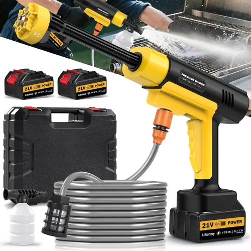 Miniatura 10 de Pistola de lavado a presión inalámbrica, lavadora de batería portátil de 1500 W, lavadora a presión eléctrica de 60 bar/870 PSI, lavadoras de alta