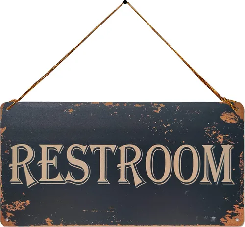 Letrero de metal vintage para colgar en la pared, diseño rústico verde para inodoro, decoración del hogar para baño, oficina o negocios, 5 x 10