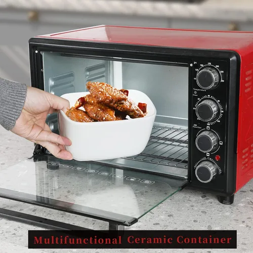 Miniatura 7 de GDCZ Mantequera de cerámica con tapa de madera, soporte grande para mantequilla cubierto para encimera, recipiente para mantequilla perfecto