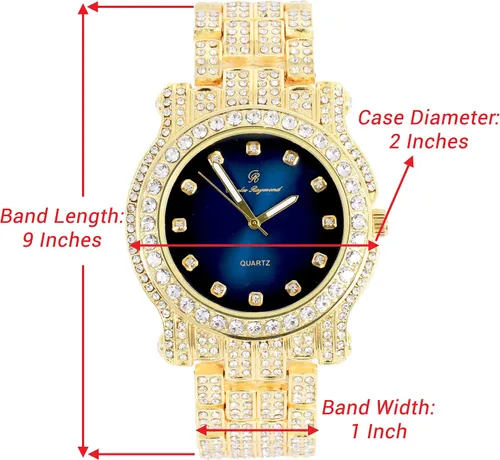 Miniatura 97 de Charles Raymond Bling-ed Out Ultimate Hip Hop Royalty Reloj para hombre con número romano de fácil lectura o indicadores de tiempo de diamantes
