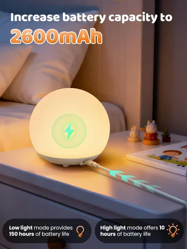 Miniatura 6 de Luz de huevo para guardería, batería de 2600 mAh con tiempo de funcionamiento de 150 horas, luz cálida de 3000 K y RGB 16 colores, atenuación