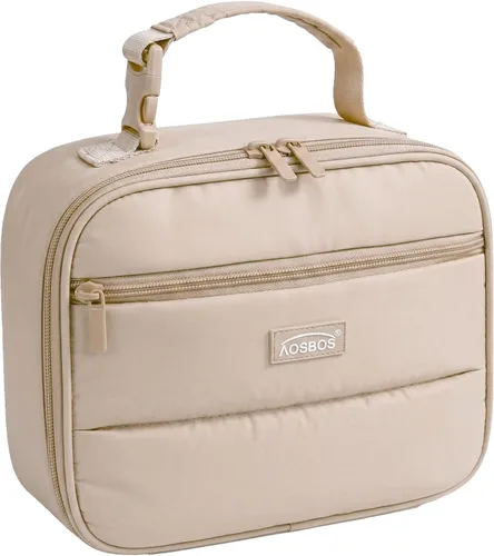 Miniatura 10 de Aosbos - Bolsa de almuerzo aislada para adultos - Elegante lonchera pequeña en sarga para trabajo, oficina - Bolsa de almuerzo suave y portátil