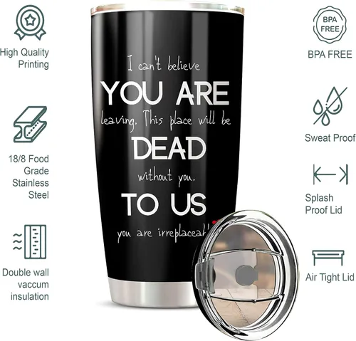 Miniatura 2 de CHICKOR Vaso térmico de 20 onzas con tapa con texto en inglés "You Are Dead To Us", regalo de despedida para empleados gerentes de trabajo, regalos
