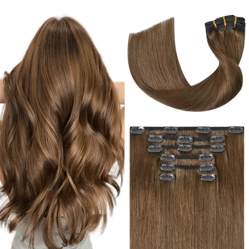 Miniatura 20 de UGOTRAYS Extensiones de cabello humano real de color rubio fresa a rubio decolorado, 12 pulgadas, lacio, doble trama, cabello Remy con clip, 2.47