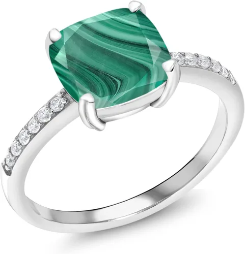 Miniatura 62 de Gem Stone King Anillo de compromiso de plata de ley 925 con piedra preciosa de corte cojín de 0.315 in Anillo de compromiso de aniversario de boda