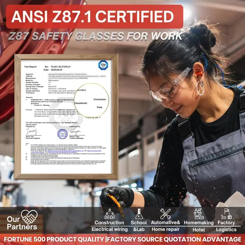 Miniatura 3 de Gafas de seguridad transparentes, paquete de 12, gafas de seguridad para hombres y mujeres (certificado ANSI Z87.1), gafas de seguridad Z87 a prueba