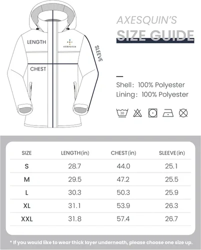 Miniatura 7 de AXESQUIN Mens Waterproof Rain Jacket with Hood Lightweight Breathable Outdoor Rain Shell Coat