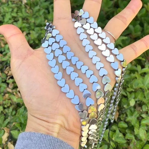 Miniatura 4 de Cuentas sueltas de corazón de cuarzo de cristal genuino para aretes de madera de cristal de perla, pulsera, collar, tobillera colgante, llavero