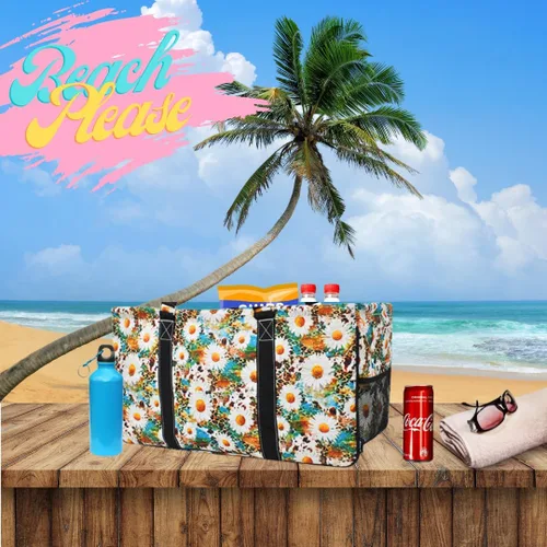Miniatura 98 de NGIL Bolsa de comestibles reutilizable extra grande plegable de gran tamaño para comestibles, almacenamiento, picnic, playa, Bronco-negro occidental