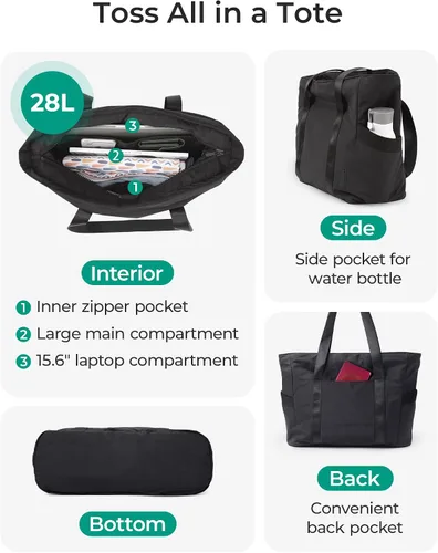 Miniatura 4 de BAGSMART Bolsa de mano para mujer, bolsa de mano con cremallera, bolsa de trabajo con compartimentos, bolsa de hombro para enfermera, para viajes