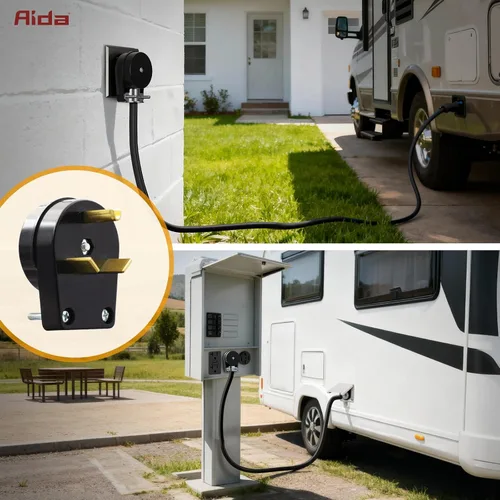 Miniatura 6 de AIDA Enchufe de repuesto para autocaravana de 30 amperios y 125 V, enchufe de ángulo resistente NEMA TT-30P, grado industrial autoconectado a tierra