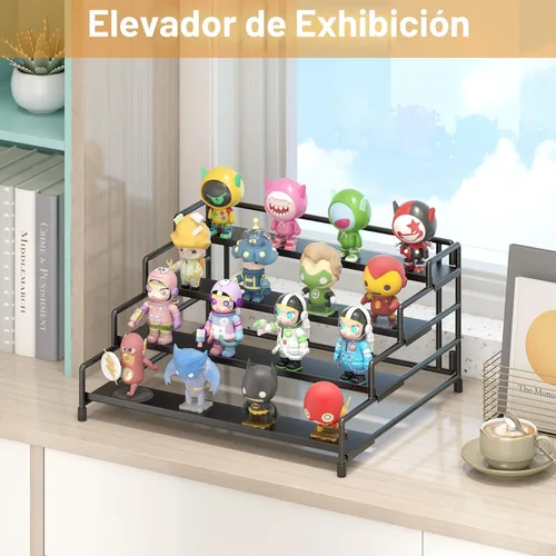 Miniatura 6 de RUILALIFE Organizador de especias de 4 niveles para gabinete, estante de especias ajustable para encimera, despensa, armario, organizador de Negro-1