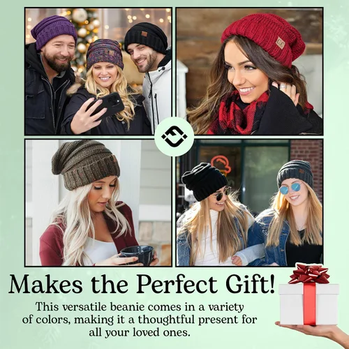 Miniatura 63 de Funky Junque Gorro de moda de punto trenzado de talla extragrande, grueso, abrigado, suave y holgado