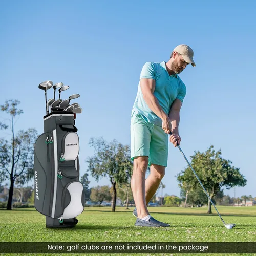 Miniatura 2 de Goplus Bolsa de carrito de golf con 14 divisores superiores, bolsa de golf con 7 bolsillos con cremallera, bolsa refrigerante, capucha para lluvia