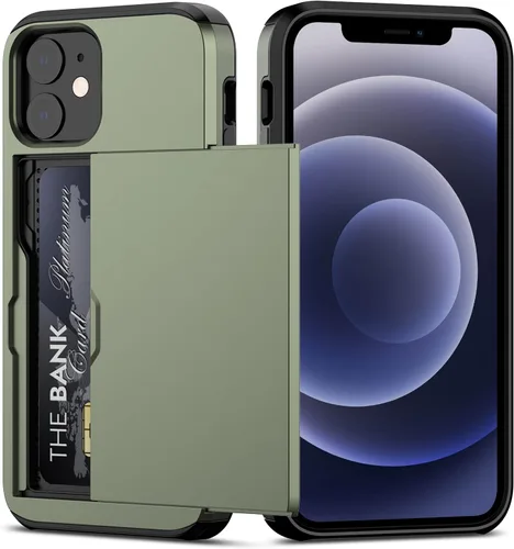 Miniatura 12 de Nvollnoe Funda para iPhone 12/12 Pro con Portarjetas [Almacena 5 Tarjetas] Funda Cartera de Doble Capa Resistente de Servicio Pesado a Prueba