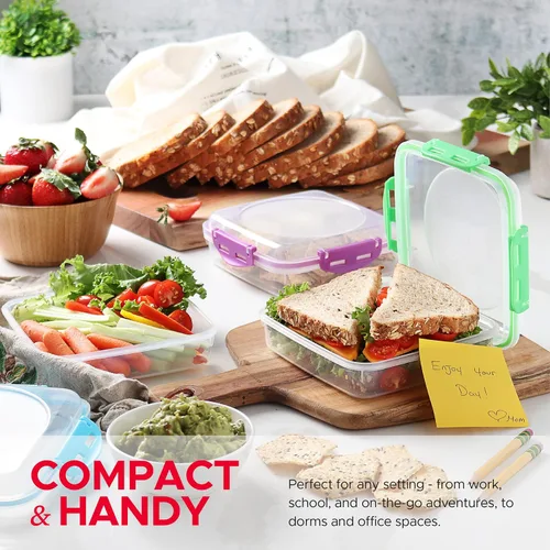 Miniatura 6 de Tafura Recipientes y cajas para sándwiches de alta calidad, sin BPA, para loncheras, duradero y reutilizable, soporte para sándwiches para mayor