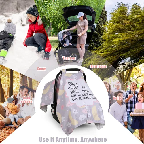 Miniatura 5 de Metplus Funda para asiento de coche 2 en 1 estilo escritura, toldo para asiento de bebé, funda multiuso para lactancia para mamá, fundas para good