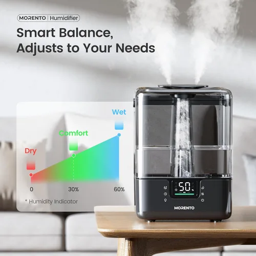 Miniatura 8 de MERONTE Humidificadores inteligentes para dormitorio, habitación grande, hogar, humidificador de llenado superior de niebla fría de 6 litros