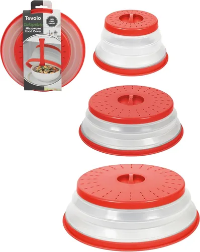 Tovolo Cubierta de salpicaduras para microondas para alimentos, paquete de 3 (rojo manzana caramelo) – Tapa protectora de salpicaduras de silicona