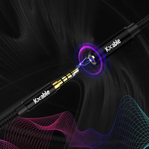Miniatura 4 de Paquete de 2 cables de extensión de auriculares de 0.138 in de 4 pies, 4 polos TRRS cable de audio estéreo macho a hembra, trenzado de nailon