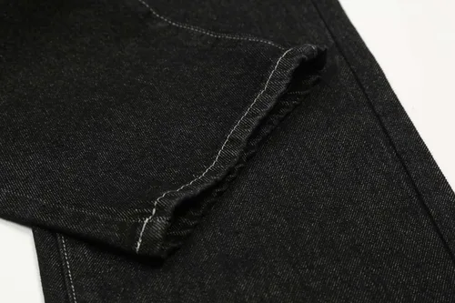 Miniatura 5 de Jeans bordados con bolsillo para hombre, estilo hip-hop, sueltos, rectos, ropa de calle, monopatín, pantalones holgados, color negro, 4 unidades, M