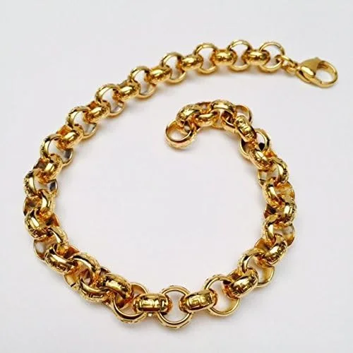 Miniatura 2 de Amythyst Pulsera de tobillo de acero inoxidable en tono oro amarillo o plata (10 o 11 pulgadas)
